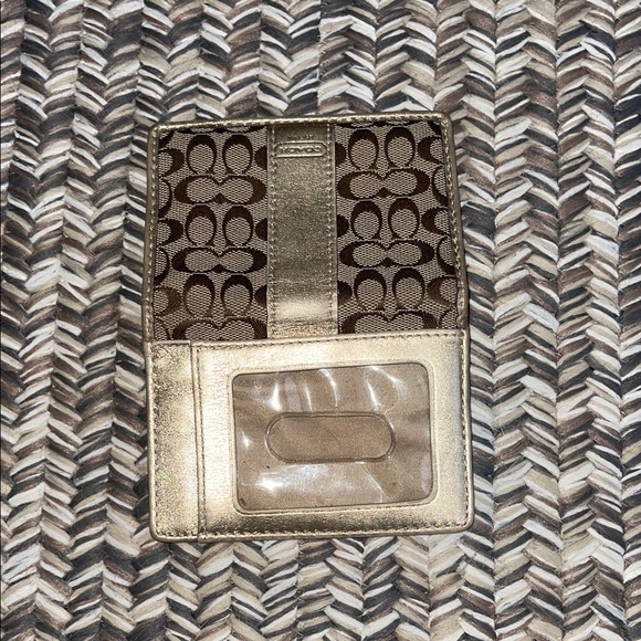Coach Signature Brown and Gold Card Case - Picture 2 of 5